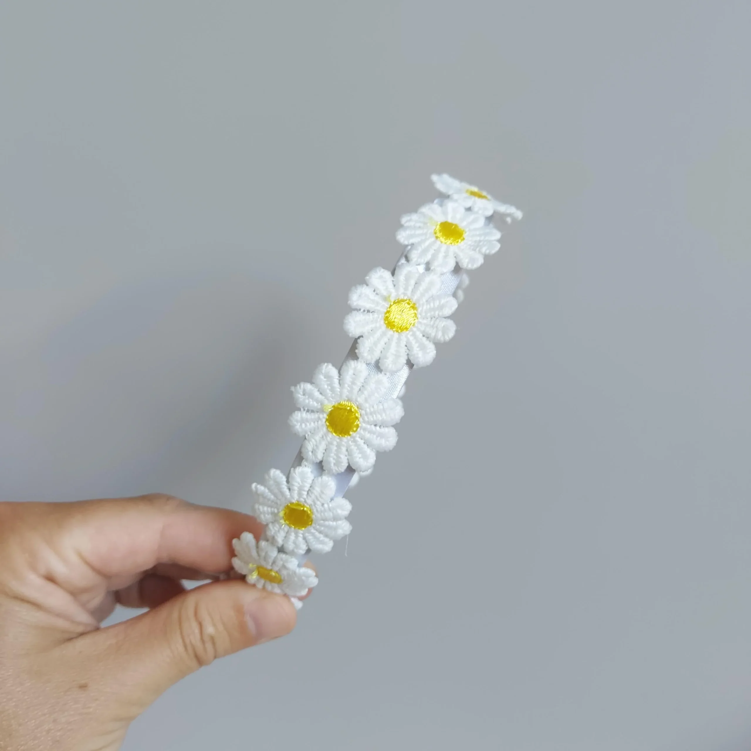 Haarband met grote bloemen - Wit/geel - Afbeelding 2
