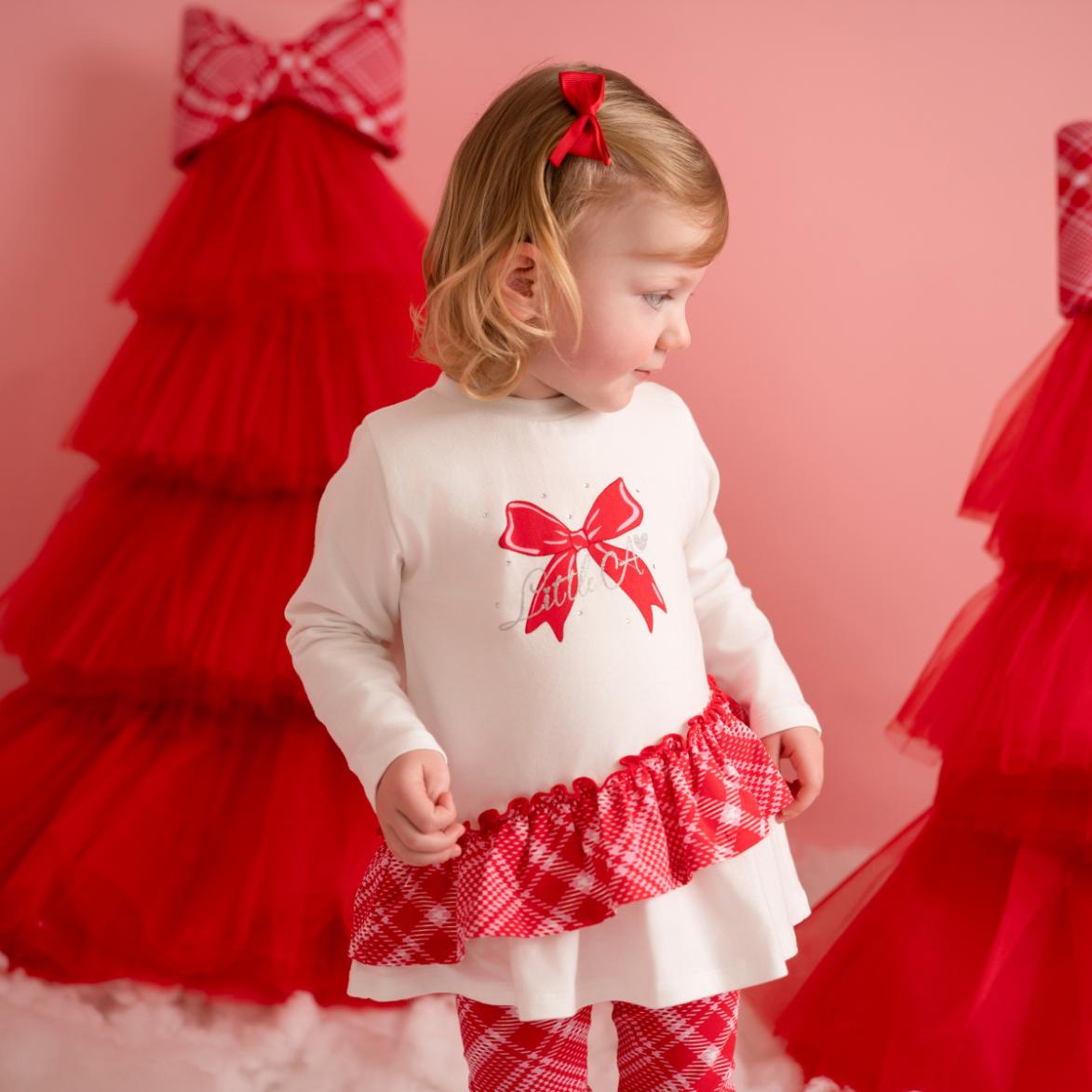 Little A Ruiten strik legging set Kiara (snow white) - Afbeelding 2