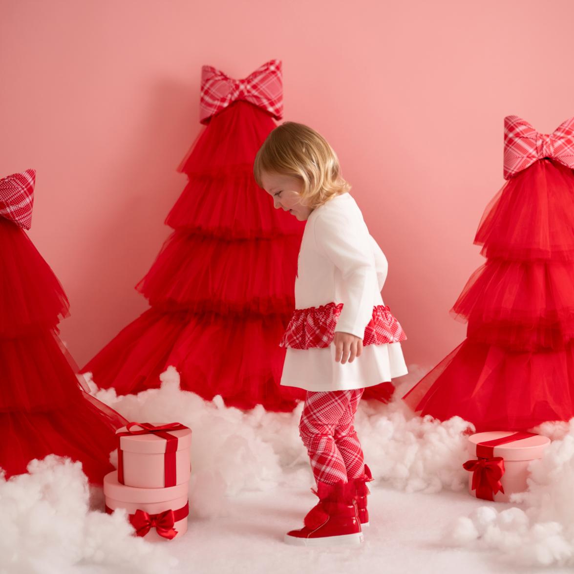 Little A Ruiten strik legging set Kiara (snow white) - Afbeelding 3