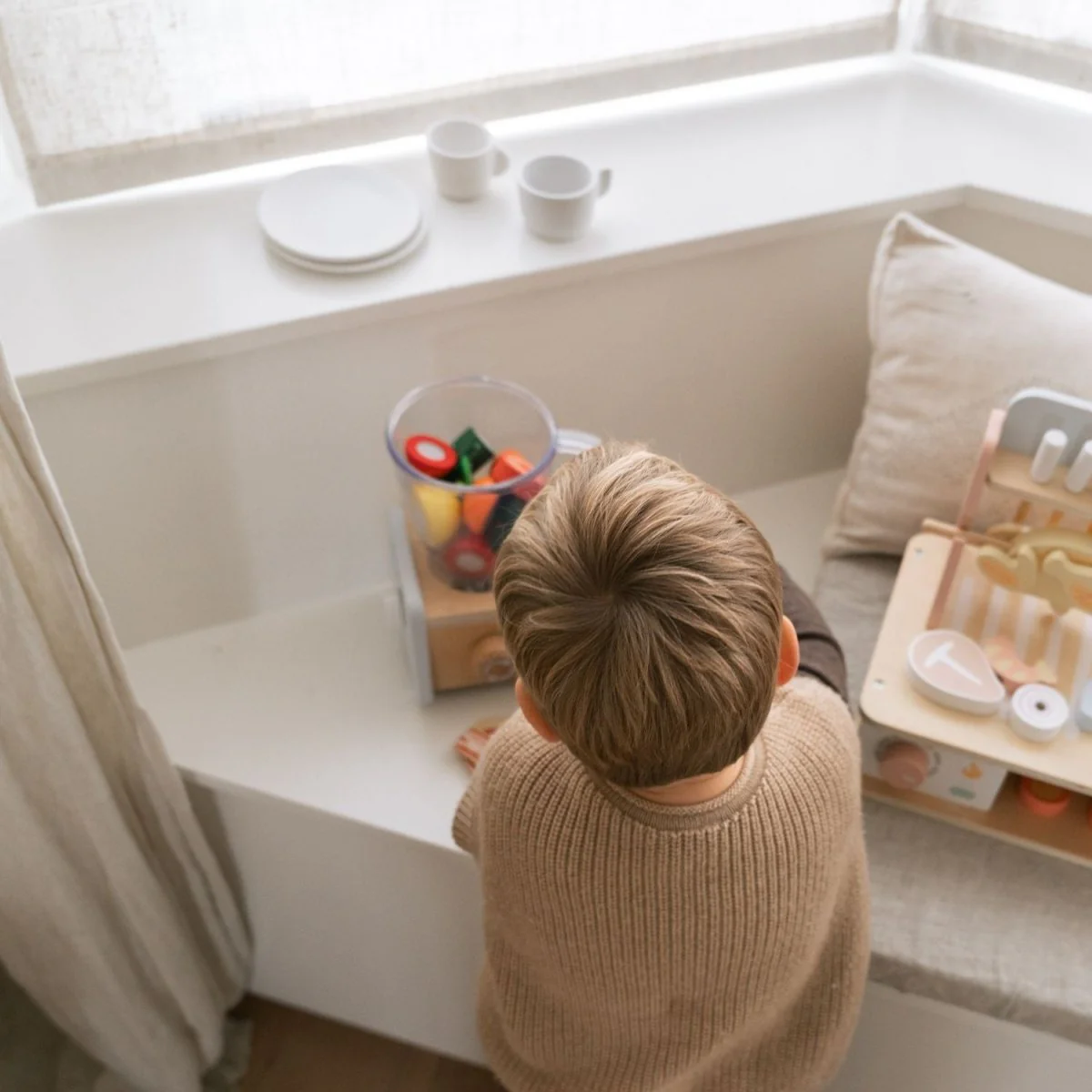 Houten Smoothie Blender Speelset | Met Accessoires & Snijfruit | Montessori Keukenspeelgoed - Afbeelding 6