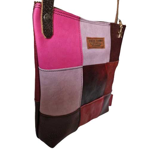 Tas Leer Patchwork Roze Rood - Afbeelding 6